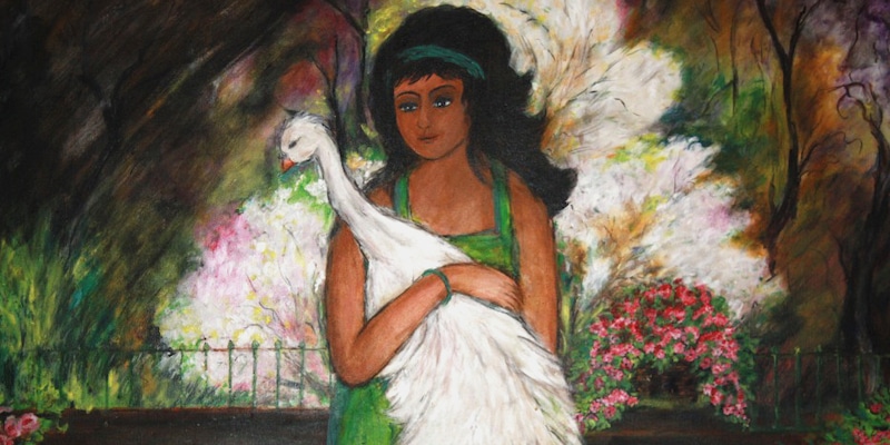 Girl with a Swan Painting Veena Talwar